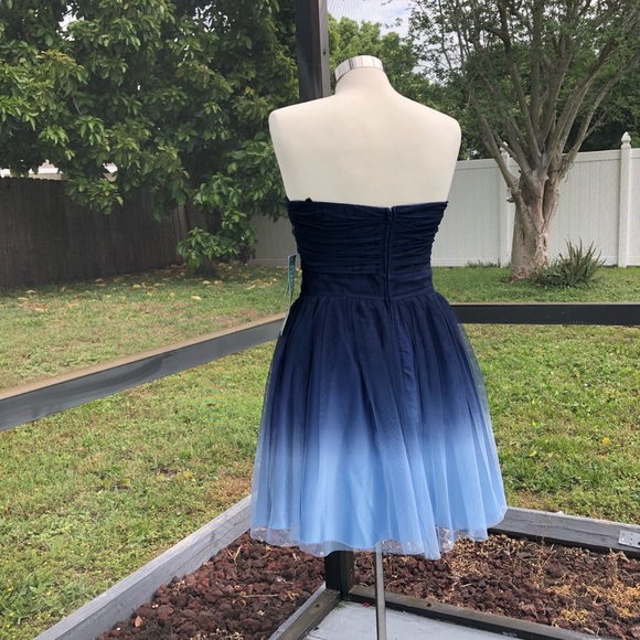 NWT Blue Ombré Strapless Prom/Cocktail Dress - Picture 3 of 7